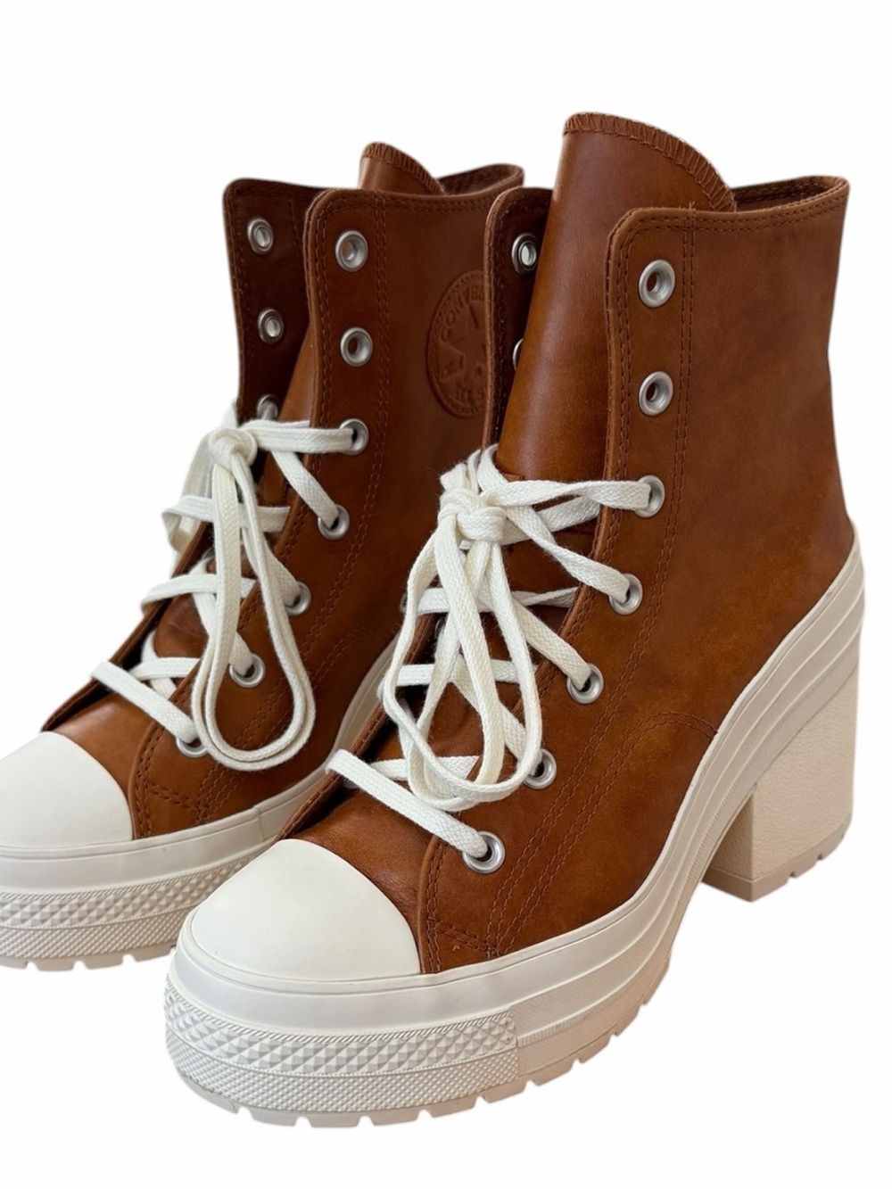 Converse Chuck 70 De Luxe Heel Cognac Brown Platform Bootie Heels NWOB Size 8.5 - Picture 3 of 11